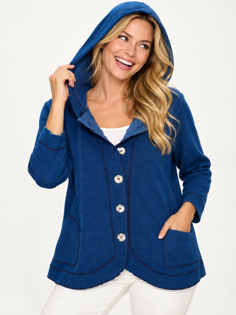 Knit Denim Hooded Jacket